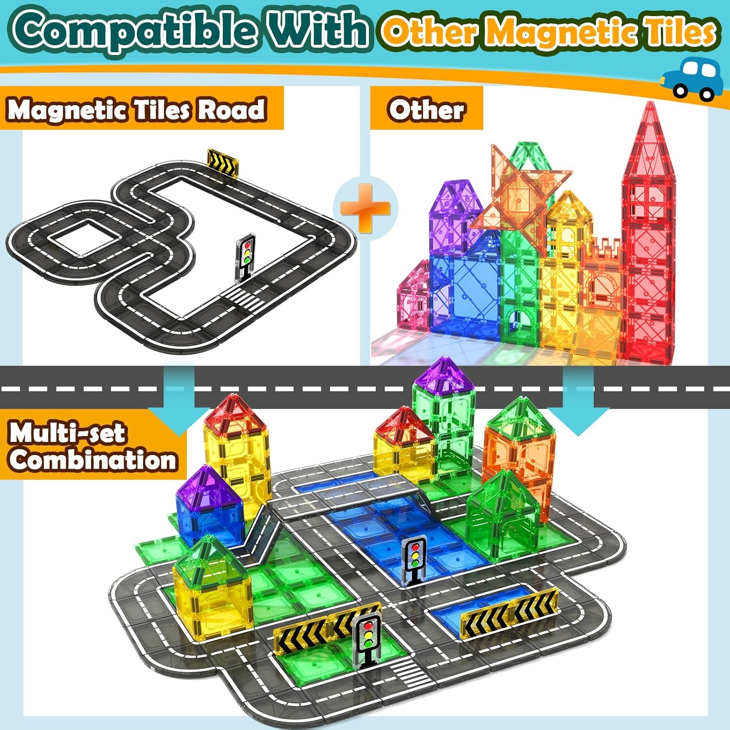 Thumbnail 2 de IGIVI Magnetic Tiles Road Expansion Pack for Kids 🧩