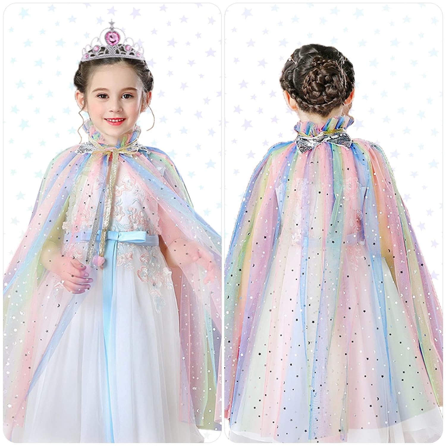 Detalle 1 de ACWOO Prinzessin Umhang Mädchen 75 cm 🎀