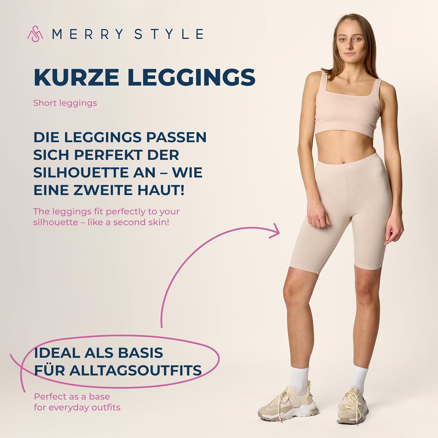Detalle 2 de Merry Style Damen Shorts Kurze Leggings MS10-145 – Bequeme Radlerhose aus Viskose