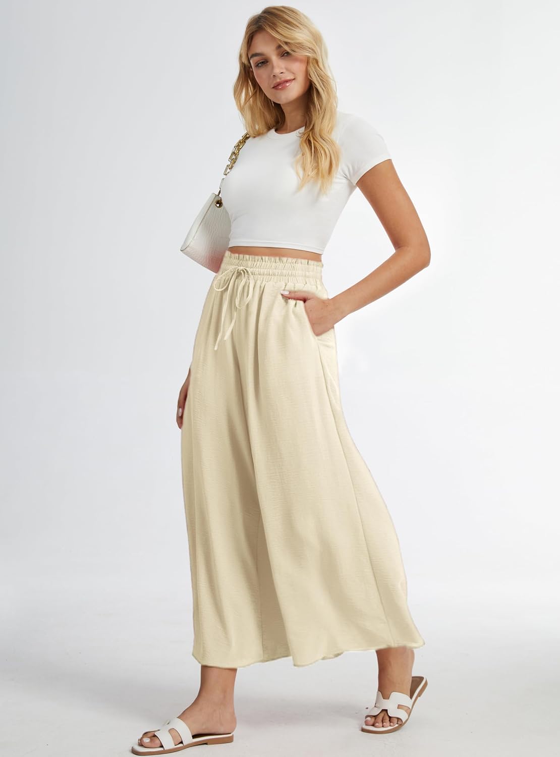 Thumbnail 2 de WUWUSKY Women's Elasticated High Waist Palazzo Trousers