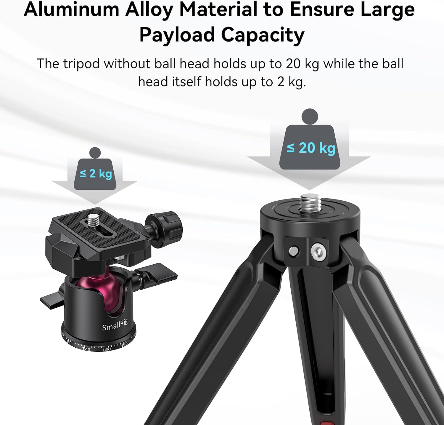 Thumbnail 4 de SmallRig BUT2664 mini tabletop tripod with 360° ball head and 1/4 screw mount adapter