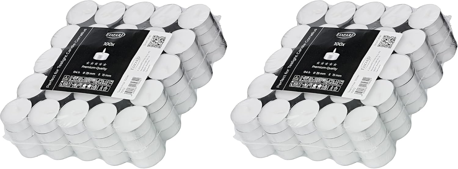 Thumbnail 4 de EDZARD 100 bougies chauffe-plat Ø39 mm – bougies blanches en paraffine, 4 h, non parfumées, lot pratique pour décor et usage quotidien