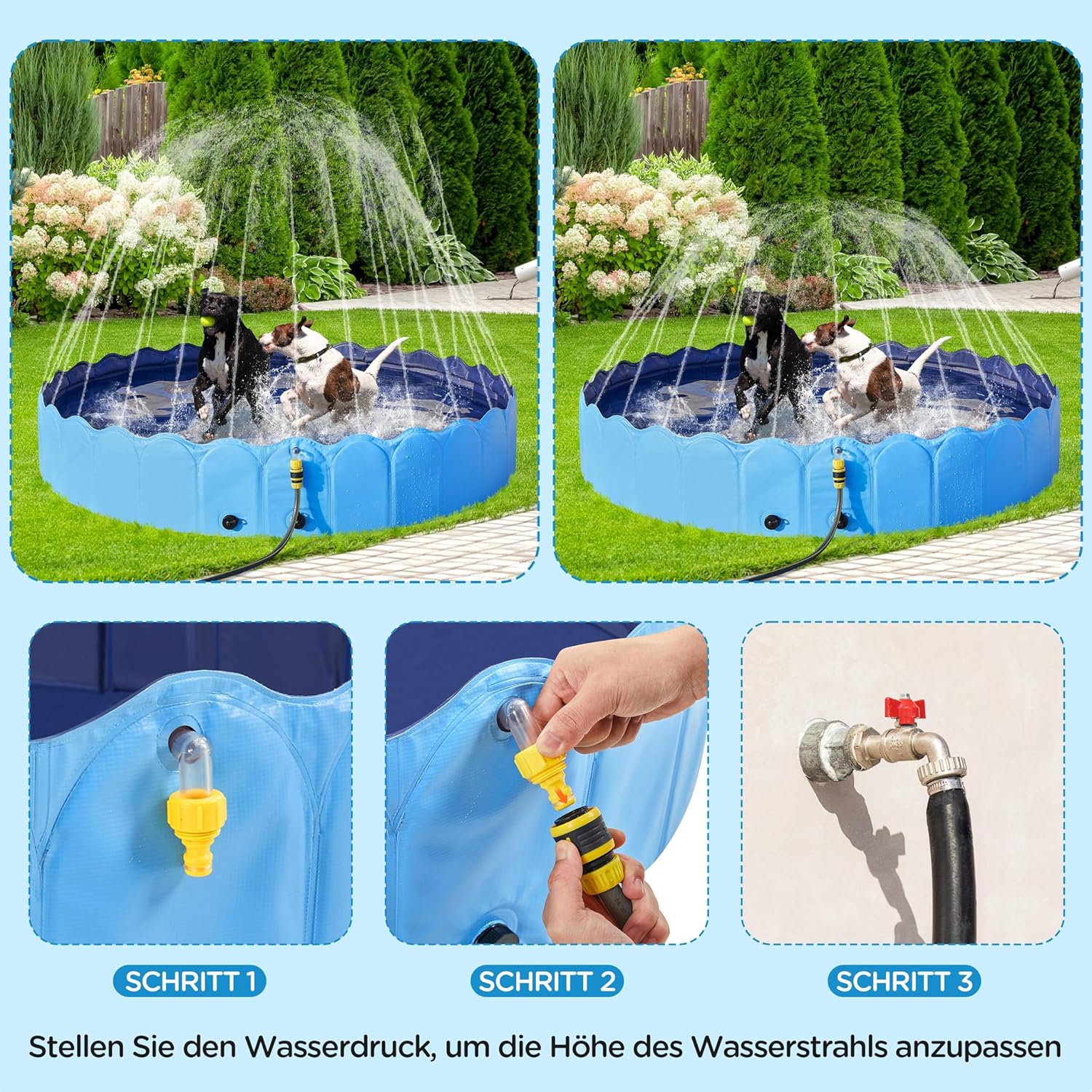 Thumbnail 5 de Yaheetech Hundepool 180 cm mit Sprinkler – robuster, rutschfester Planschspaß für Hunde