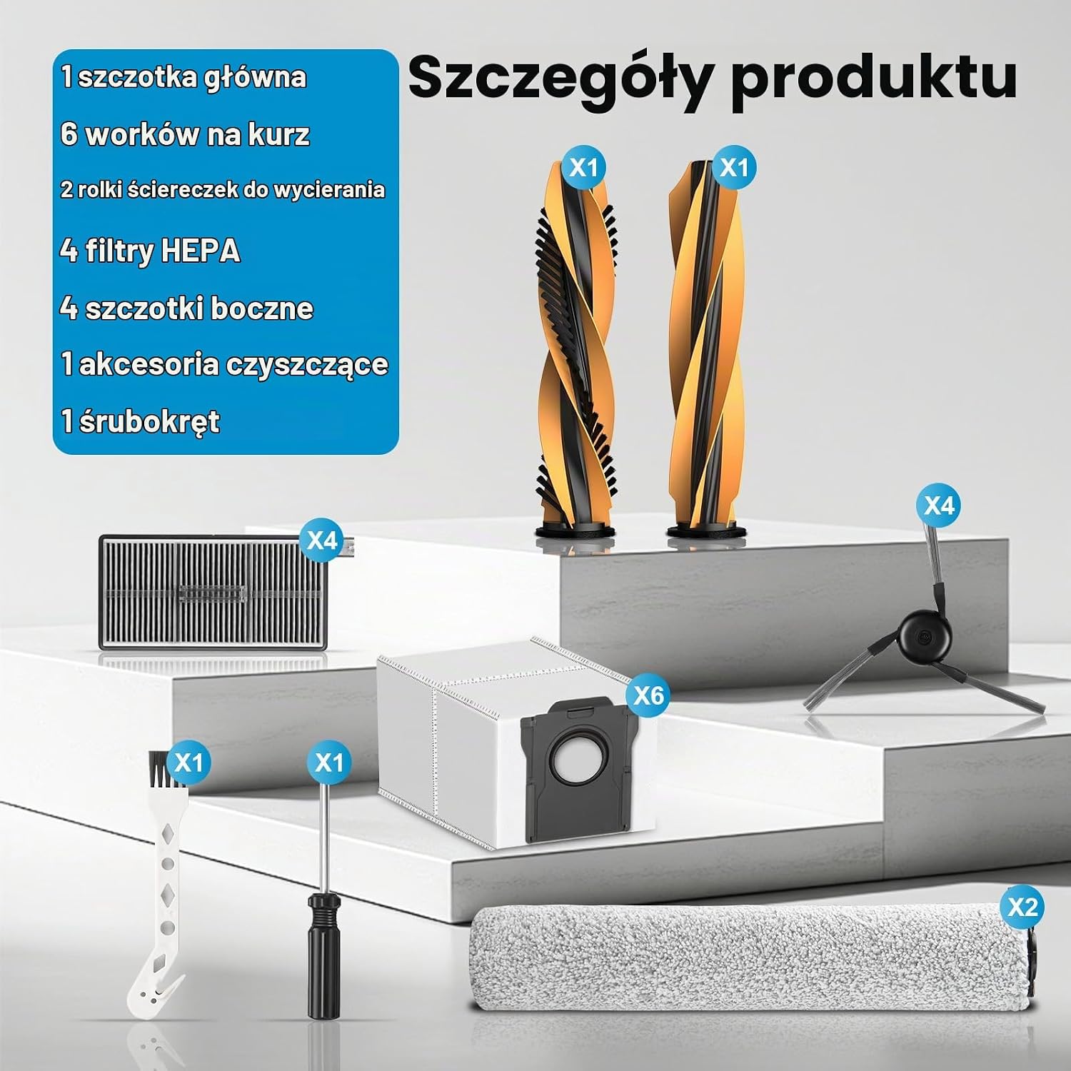 Detalle de NIXOOT zestaw akcesoriów do Mova Z60 / Z70 Ultra Roller, 20 elementów
