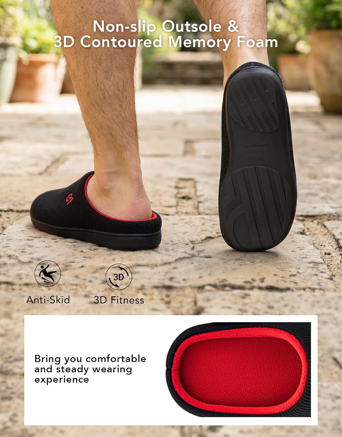 Detalle 1 de Memory foam slippers for men
