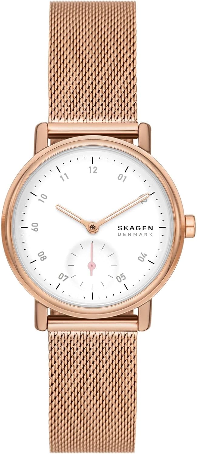 Detalle 2 de Skagen Kuppel Damenuhr – Quarz-Dreizeiger mit Edelstahl-, Stoff- oder Lederarmband