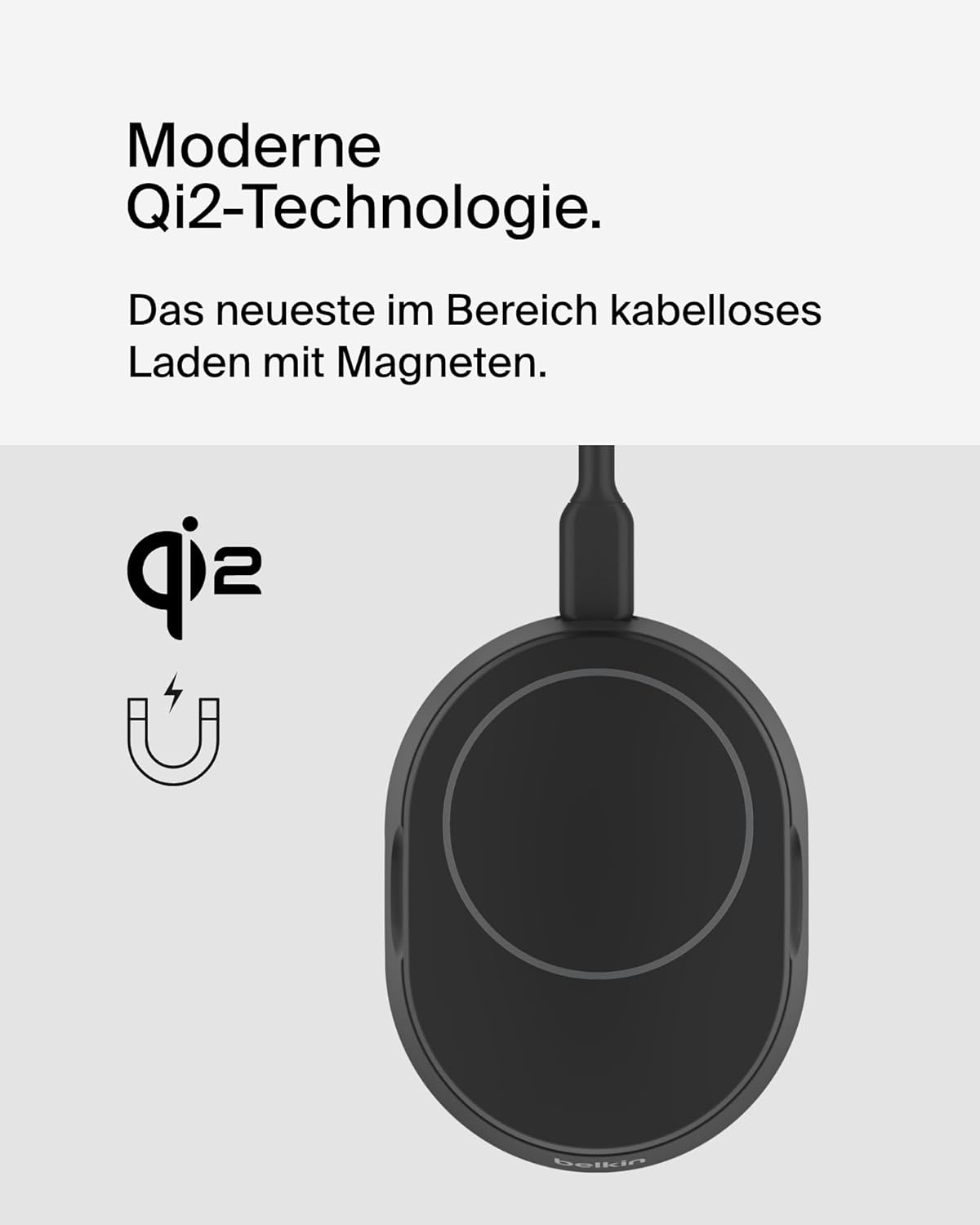 Thumbnail 5 de Belkin BoostCharge Pro induktive Ladestation 15W (Qi2) mit MagSafe-Kompatibilität – kabelloses Ladegerät inkl. 20-W-Netzteil, Schwarz