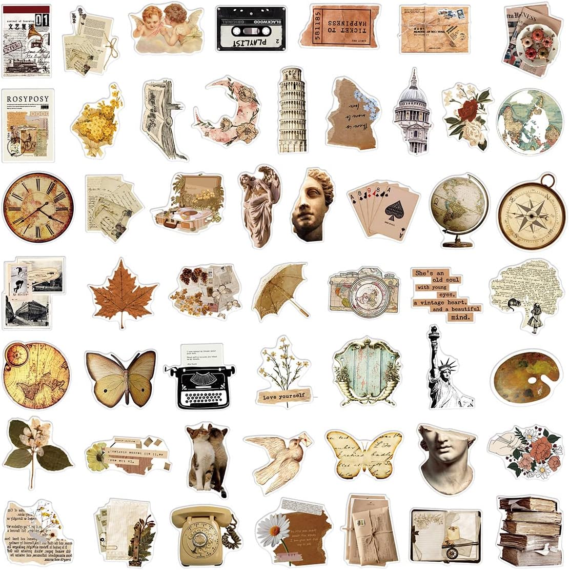 Detalle de Vintage Pattern Vinyl Stickers, 100-piece pack