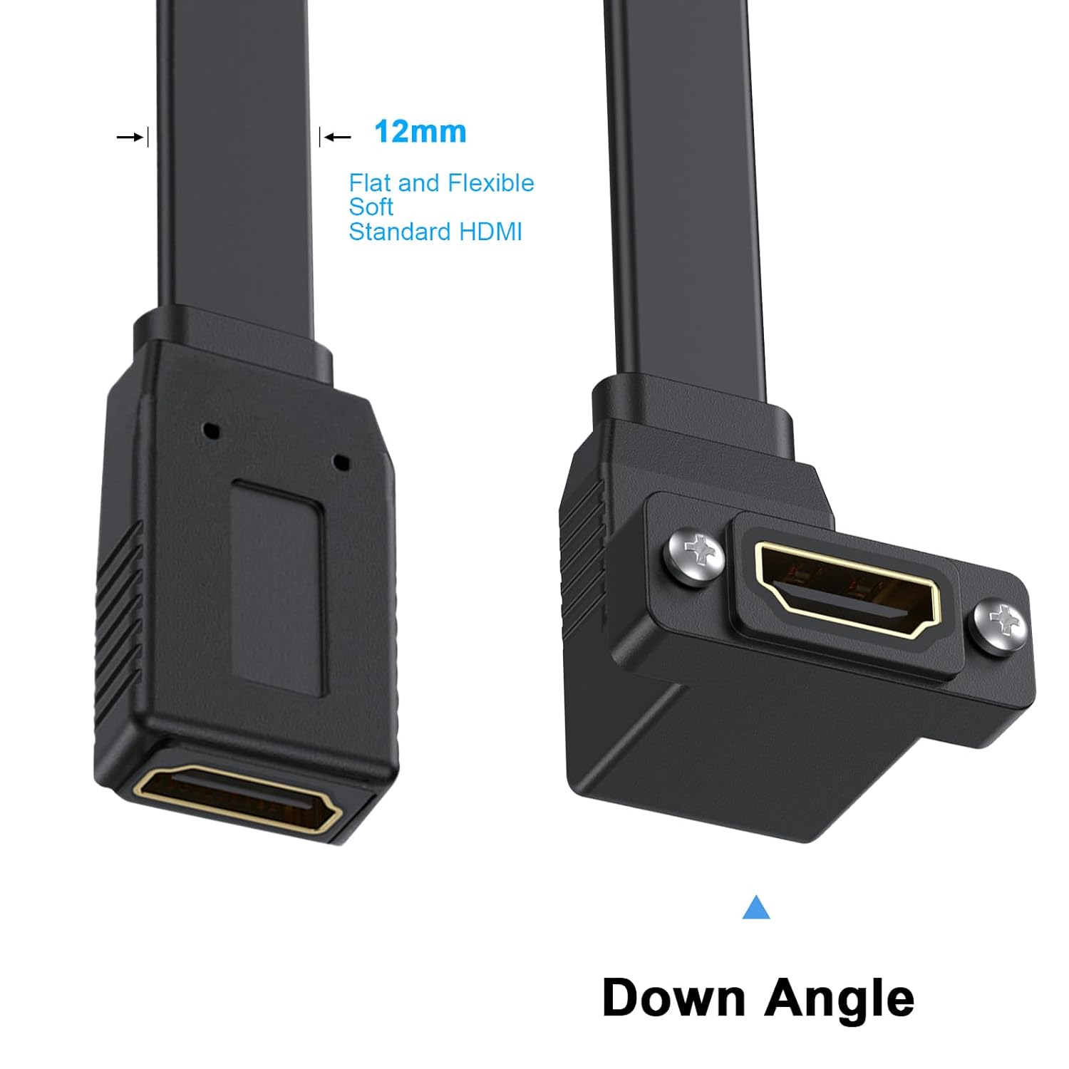 Thumbnail 3 de Maxhood Flat HDMI Female to Female Cable: 4K Panel Mount, 1.5ft