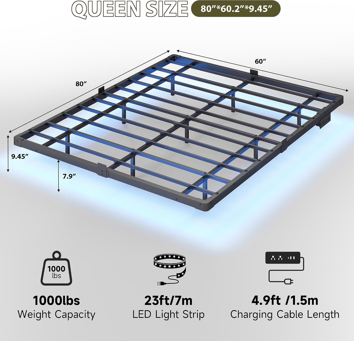 Thumbnail 1 de MORICAD Floating Bed Frame, Queen Size