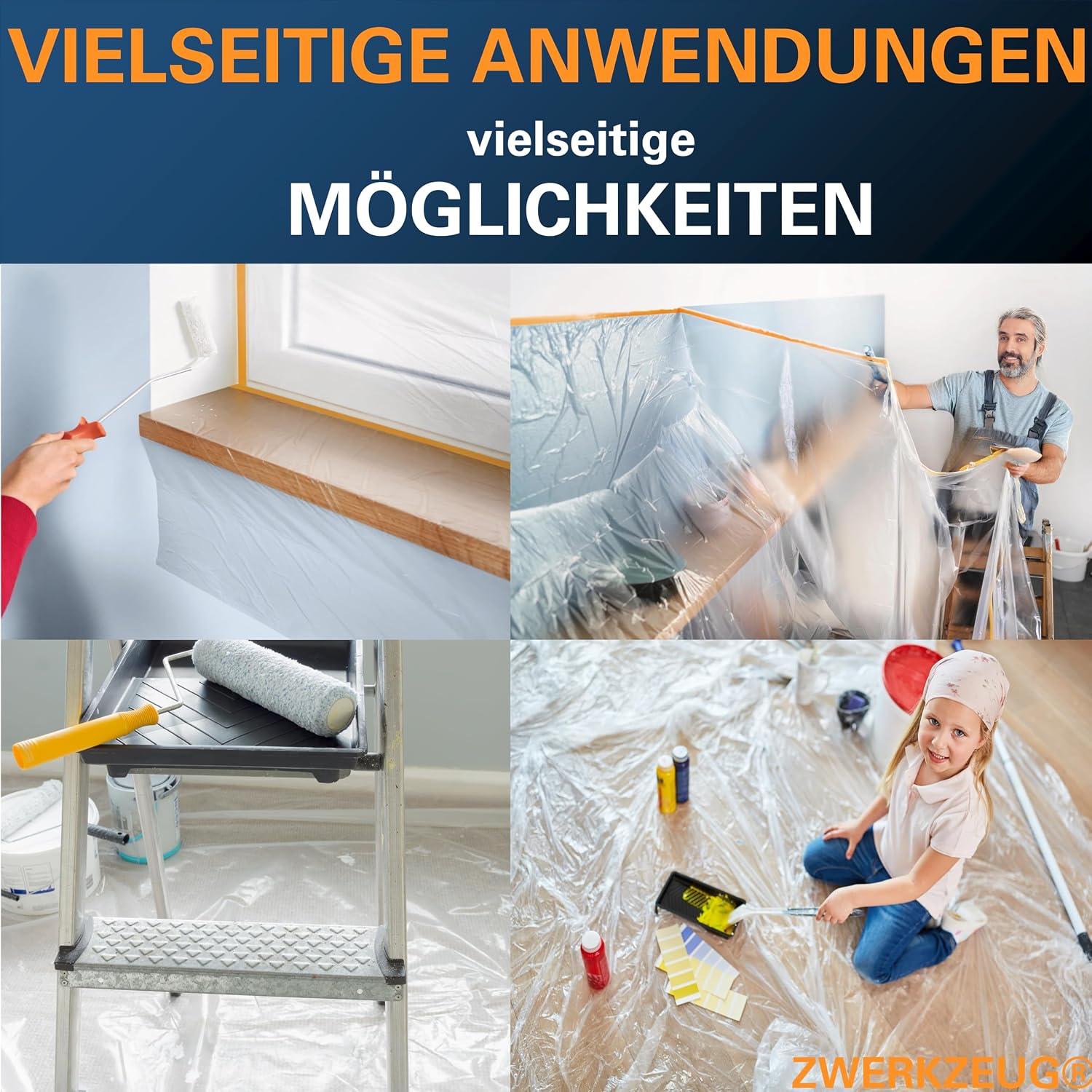Thumbnail 4 de ZWERKZEUG Abdeckfolie mit Klebeband 20m
