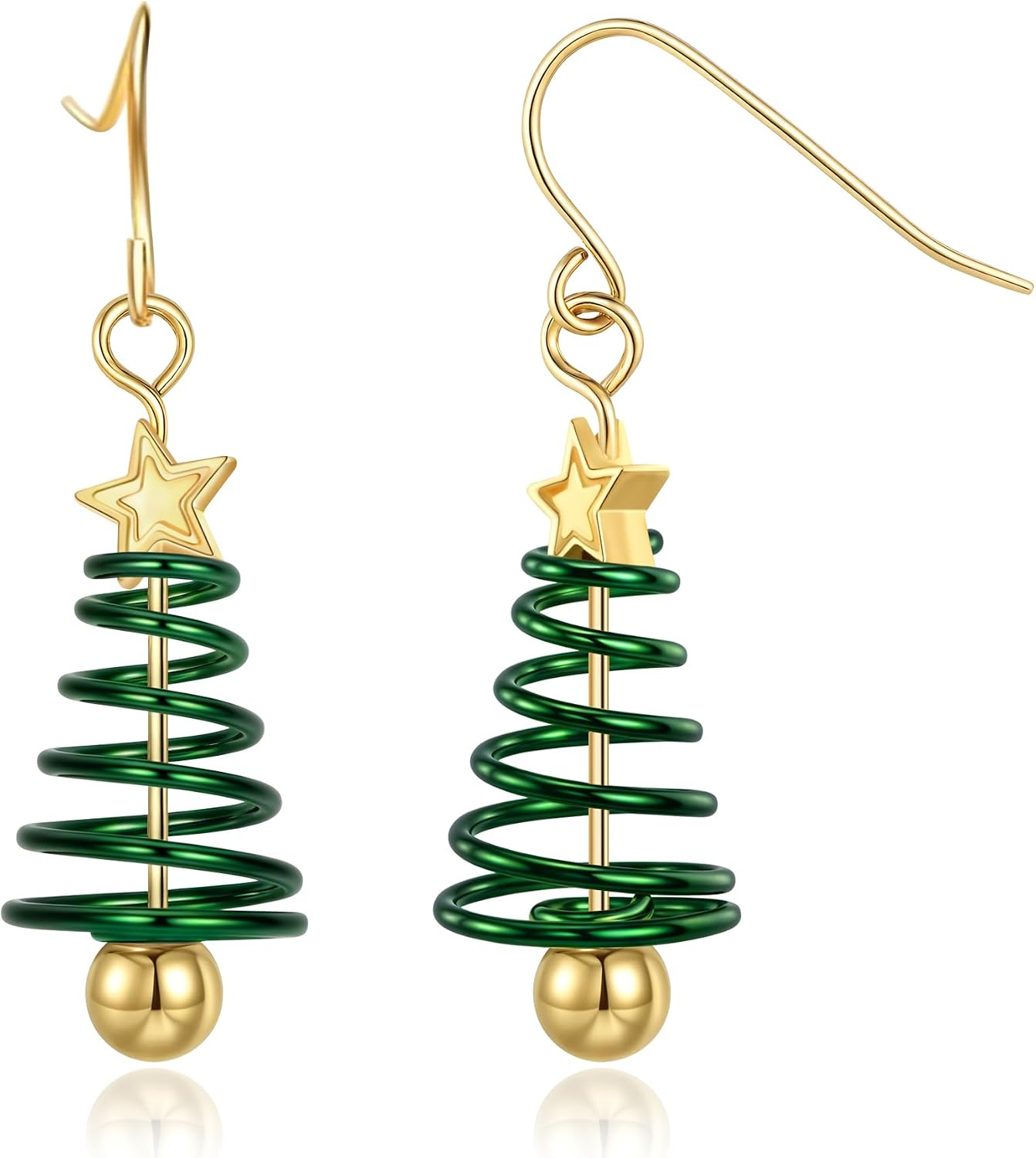 Detalle de Clearine Orecchini Albero di Natale per donna – orecchini pendenti a chiusura a gancio, smalto verde