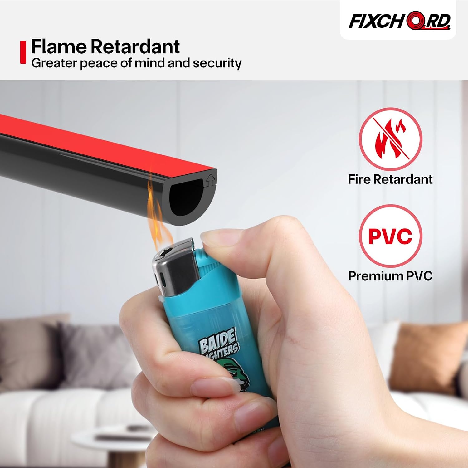 Detalle de FIXCHORD Mini Cable Trunking: 15mm x 2m Self-Adhesive, Paintable, Fire Retardant — Black