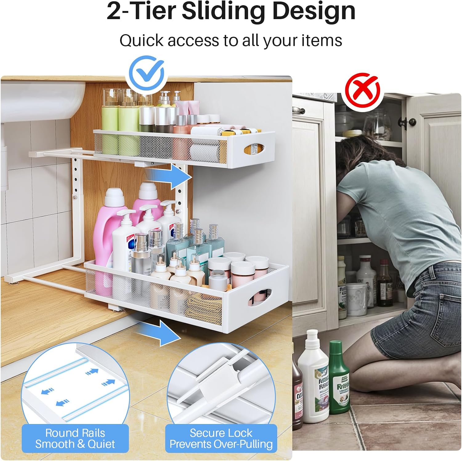 Detalle 2 de Under-Sink Organizer, 2-Tier Pull-Out