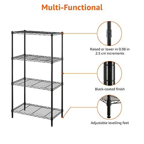 Thumbnail 4 de Amazon Basics Estantería estrecha ajustable 4 niveles, Negro