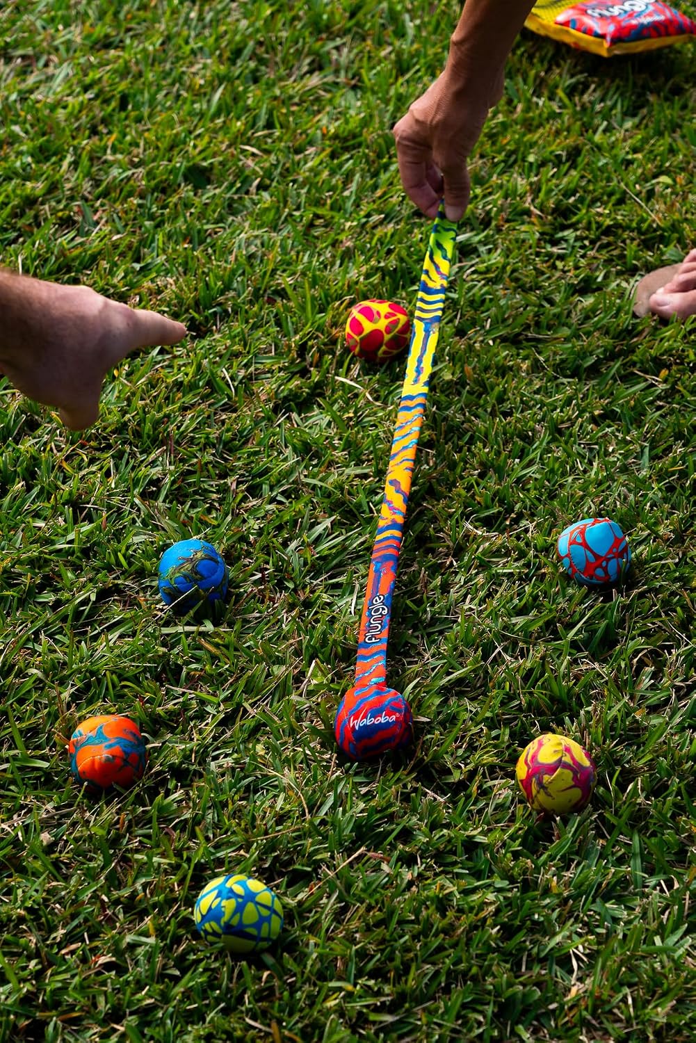 Detalle de Waboba FLUNGLE Ballwurfspiel – Unisex, 2–6 Spieler, kompakt Boccia mit Schwanzziel