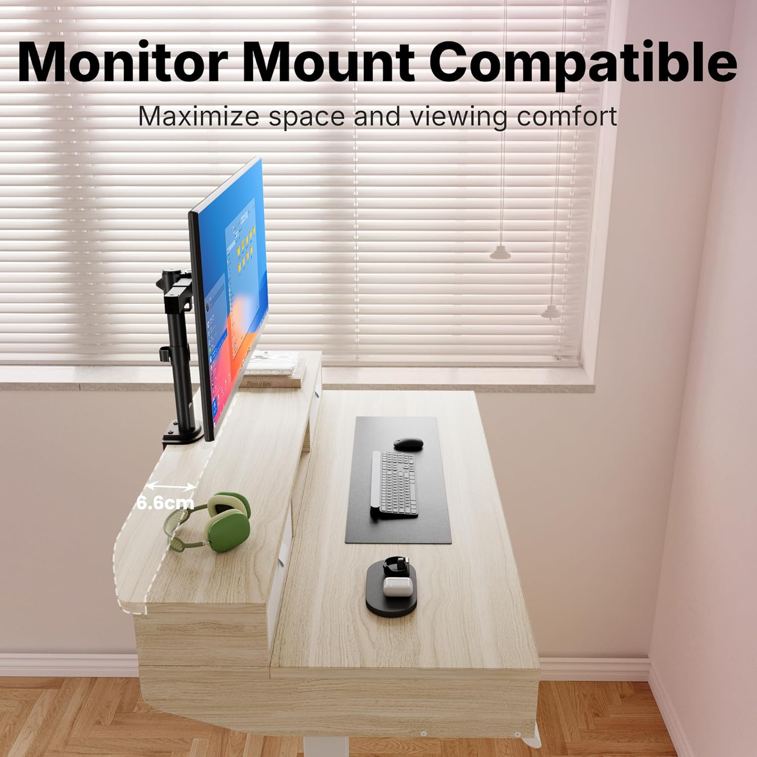 Thumbnail 4 de HUANUO 100 x 60cm Small Standing Desk with Drawers