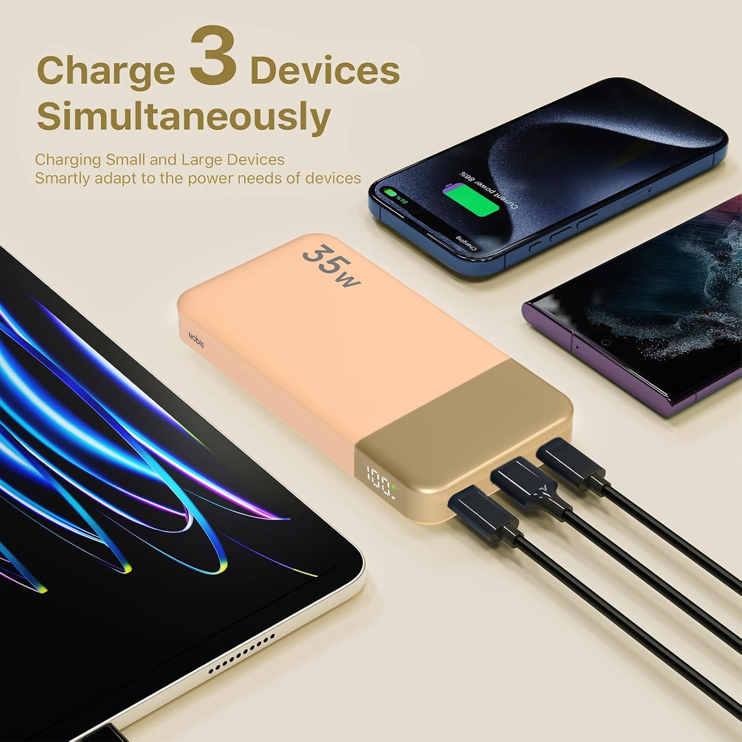 Thumbnail 3 de NOBIS 10,000mAh portable power bank with 35W fast charging (Orange, PD 3.0 & QC 4.0)