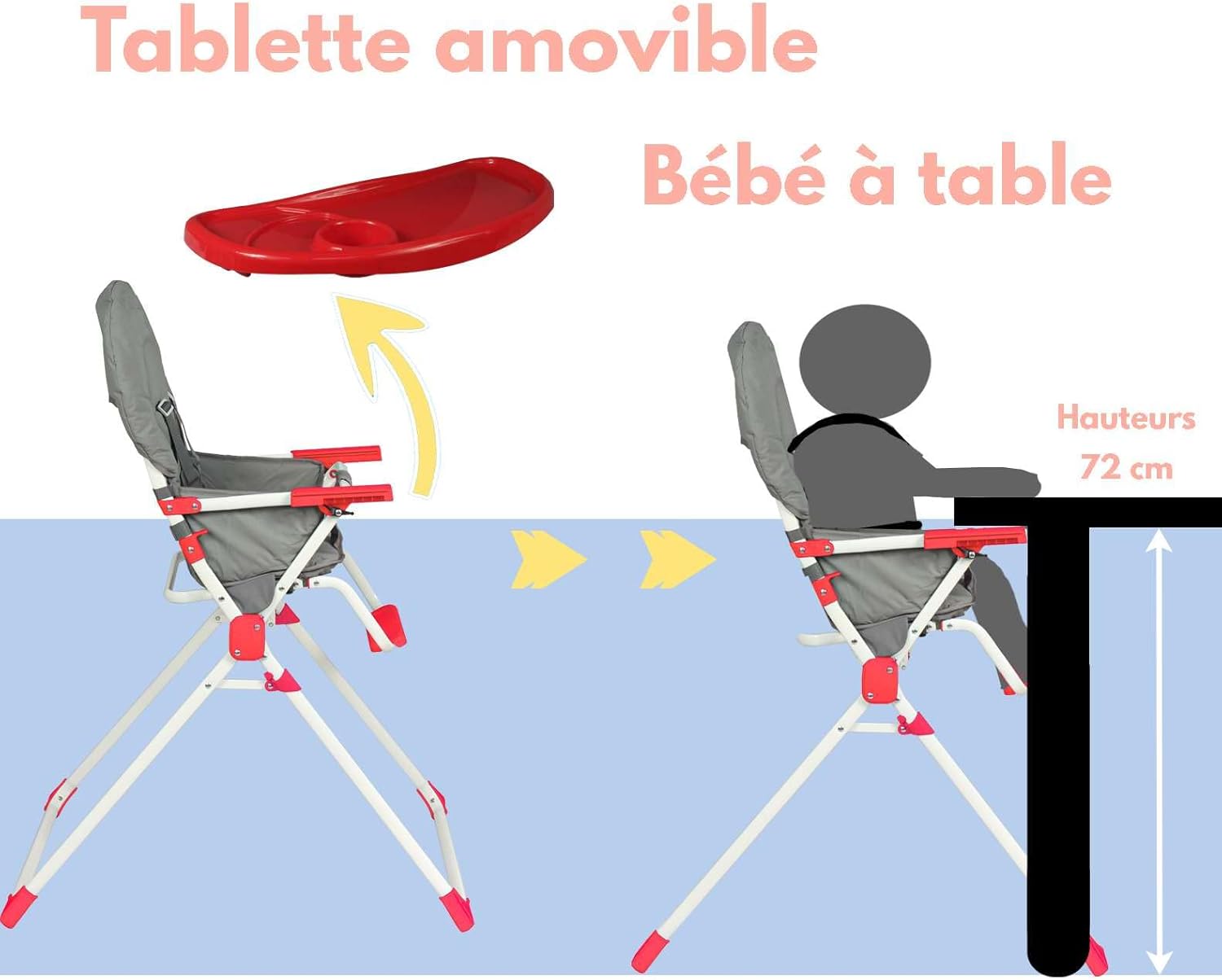 Detalle 2 de Bambisol Chaise Haute Bébé Pliable Fixe – Ultra Compacte, légère et pratique