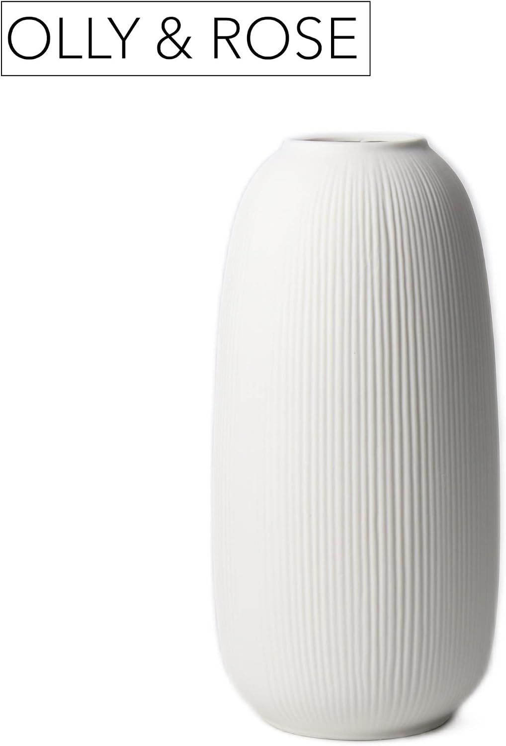 Detalle de Olly & Rose Large Portsea Lines Clay Vase – Handmade White Ceramic Studio Vase (25cm)
