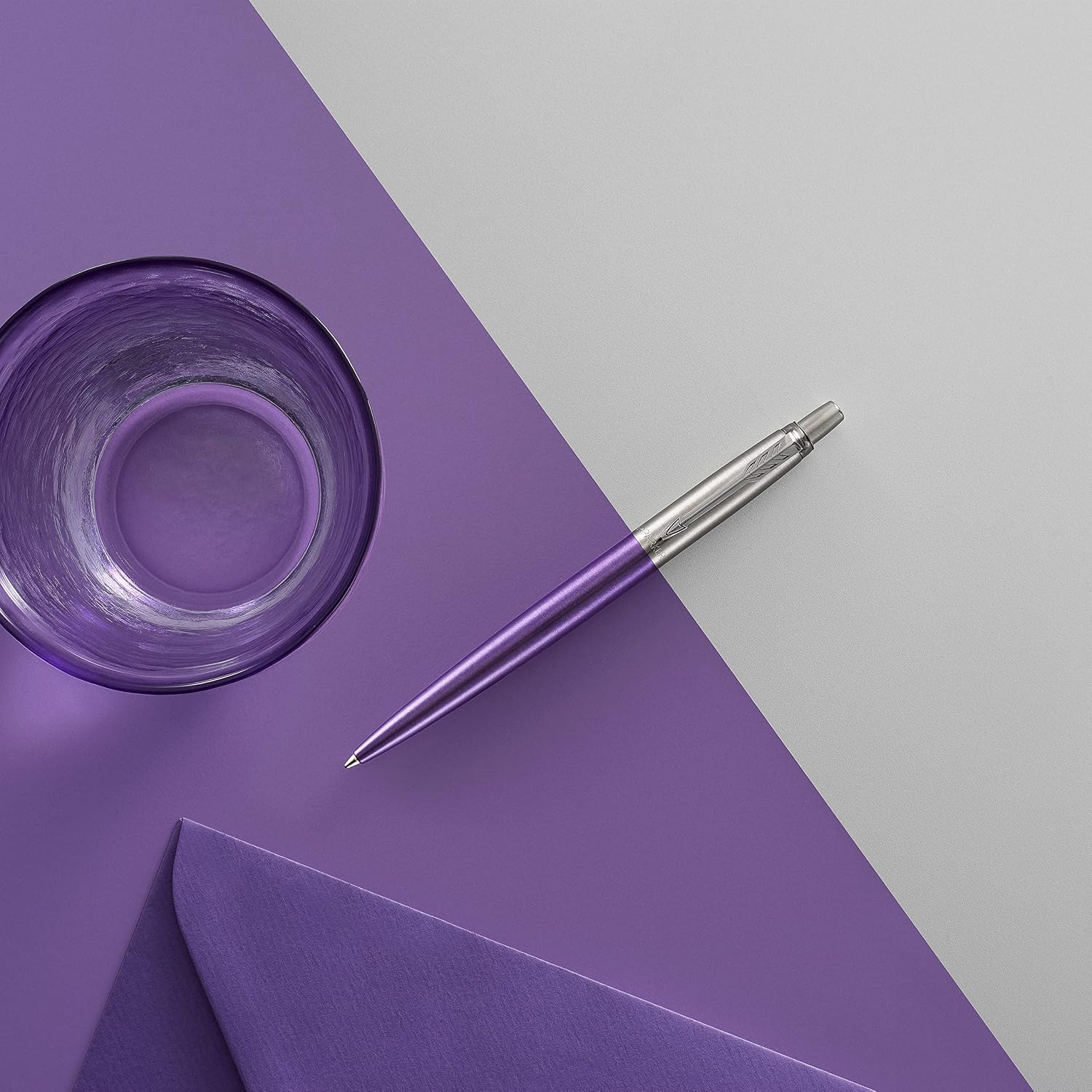 Detalle de Parker Jotter Penna a Sfera | Dettagli Cromati, Confezione Regalo, 2 Pezzi in Nero – Punta Media
