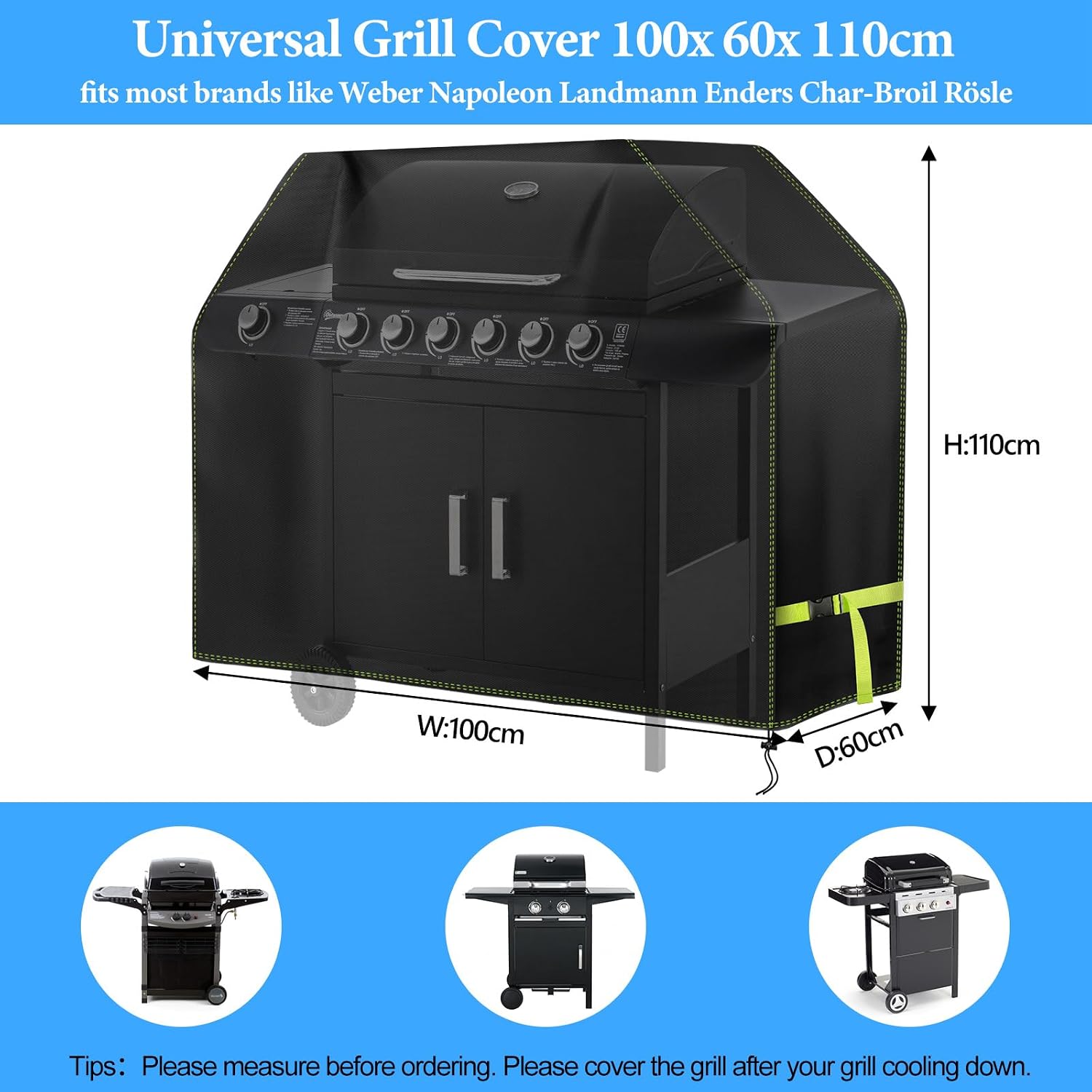 Detalle 2 de VDISRR Grillabdeckung 420D 100x60x110 cm