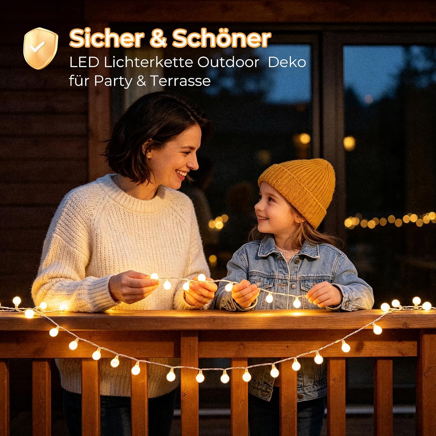 Detalle 2 de LED-Lichterkette Outdoor 27 m, 200 LEDs – IP44, warmweiß, dimmbar mit Timer und Fernbedienung