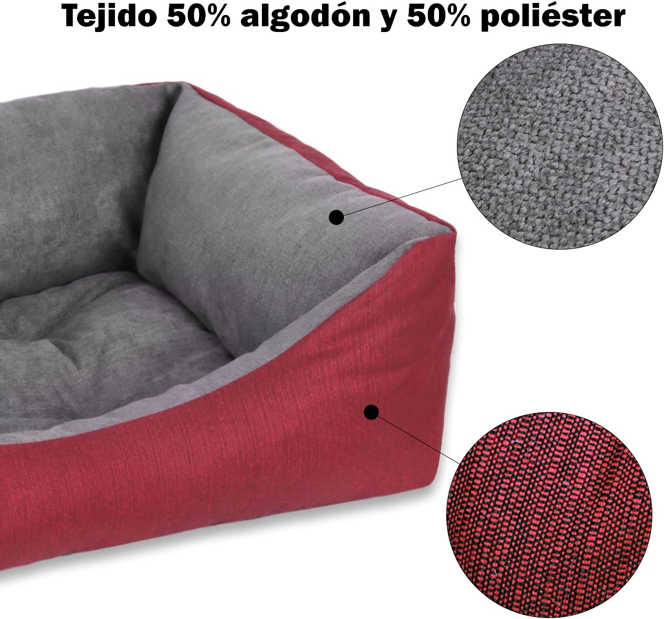 Thumbnail 4 de Mercury Textil Sofá cama mascotas Granate Mediano