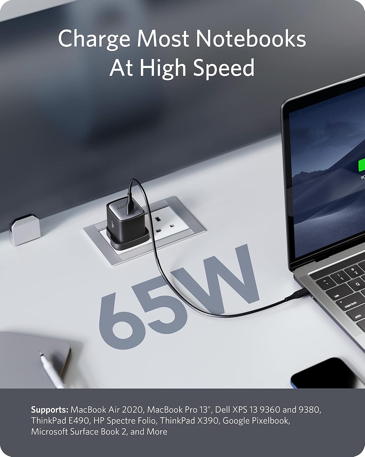 Detalle de Anker Nano II 65W GaN II PPS Compact Fast Charger USB C Plug