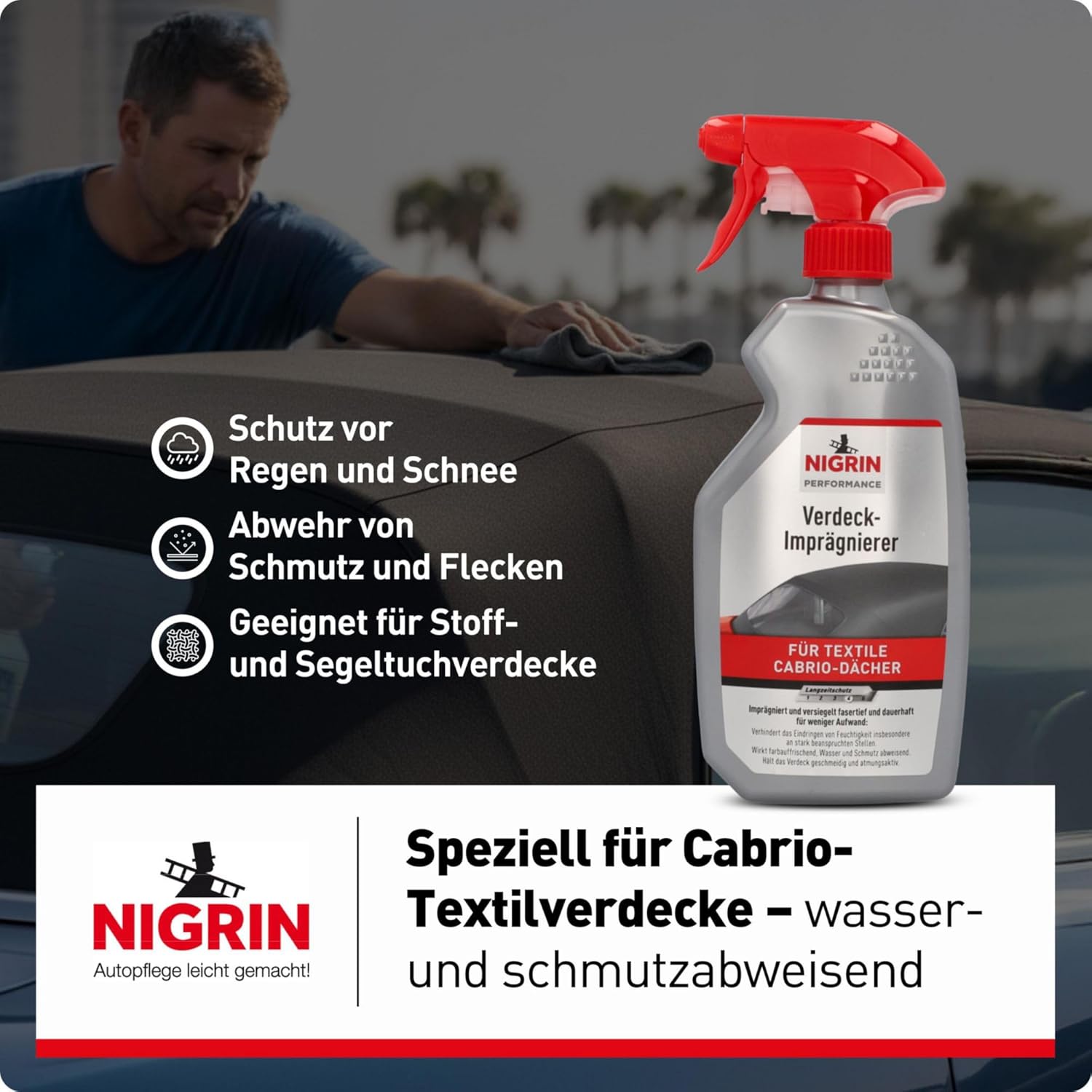 Thumbnail 2 de NIGRIN Verdeck Imprägnierer 500 ml – wasser- und schmutzabweisend, bis zu 6 Monate Abperl-Effekt