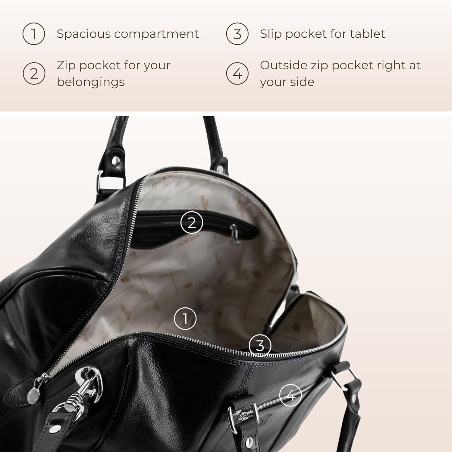 Thumbnail 4 de Time Resistance Full Grain Leather Duffle Bag – Overnight Weekender