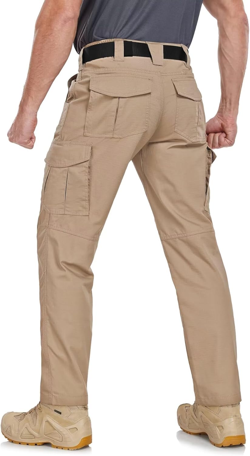 Detalle 2 de Zoofly Men's Cargo Pants Ripstop Water Resistant Hiking Work Pants – 9-Pocket Tactical, Elastic Waist (No Belt)