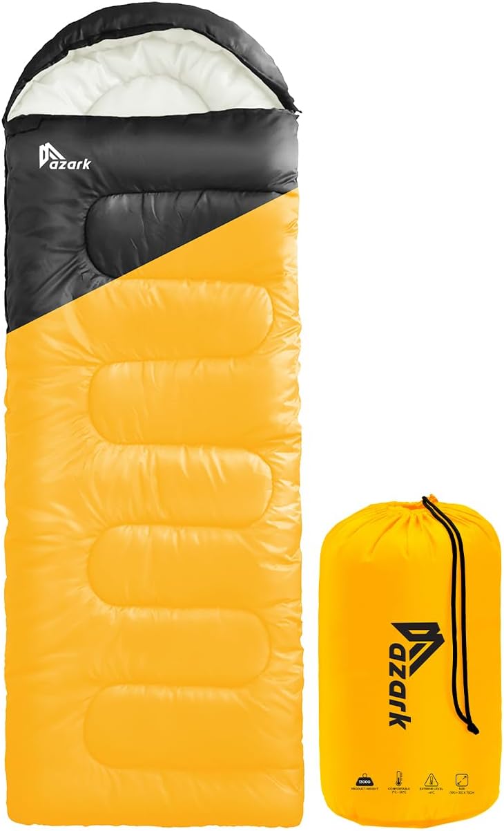 Azark - Sac de couchage léger 4 saisons, 220 x 75 cm, 1,3 kg, imperméable et lavable en machine
