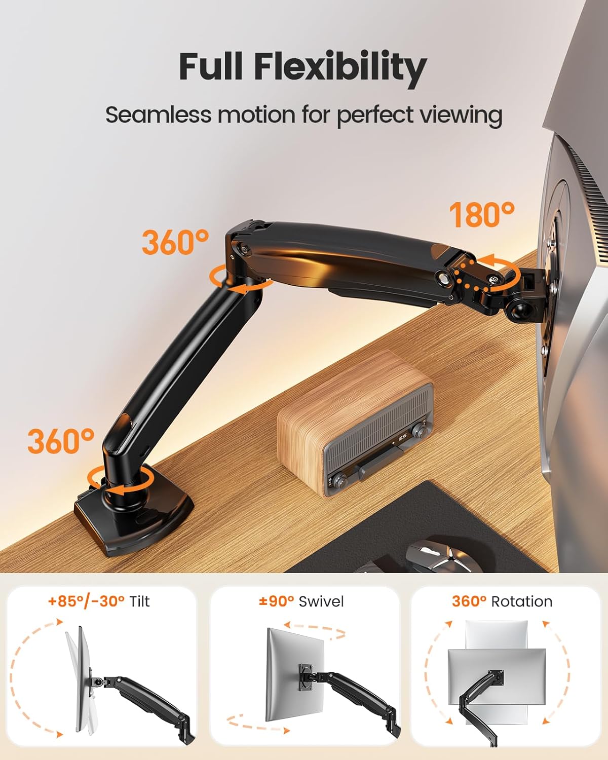 Thumbnail 2 de ErGear Braccio Monitor Singolo 13–49 Pollici Ultrawide: supporto robusto, estensione e gestione cavi