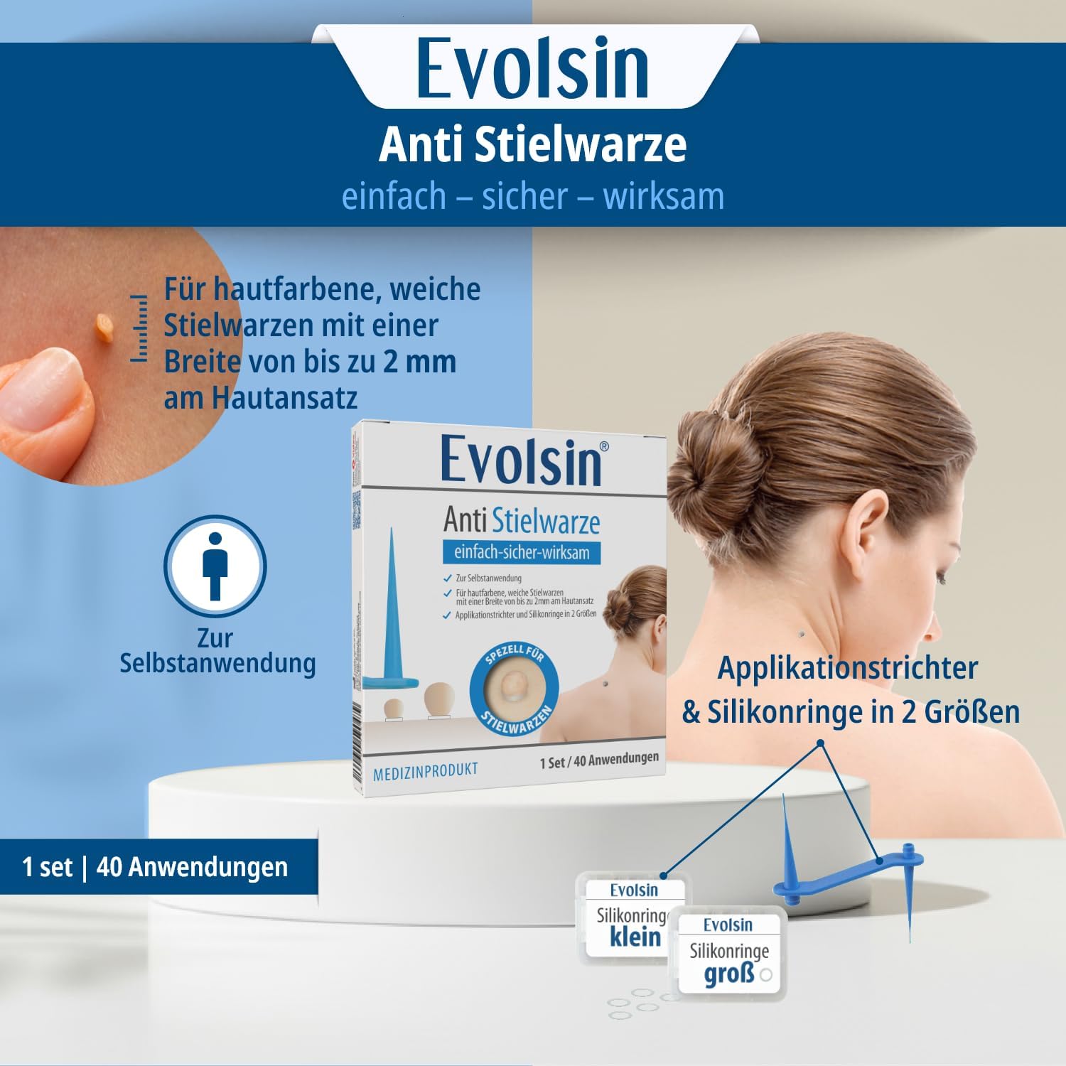Detalle de Evolsin Anti Stielwarzen Gel – natürliches Mittel gegen Stielwarzen