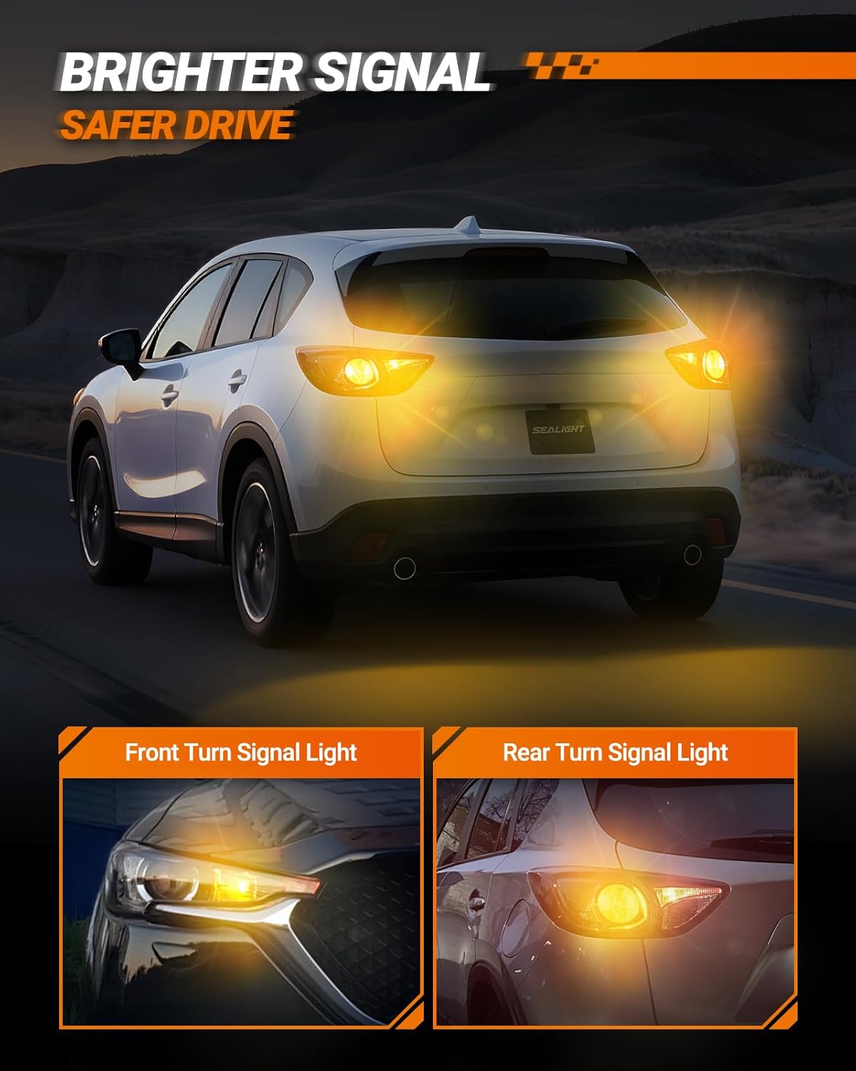 Thumbnail 2 de SEALIGHT 3157/3156 LED Turn Signal Bulbs (Amber, 57-SMD) with Projector Lens — 2 Pack