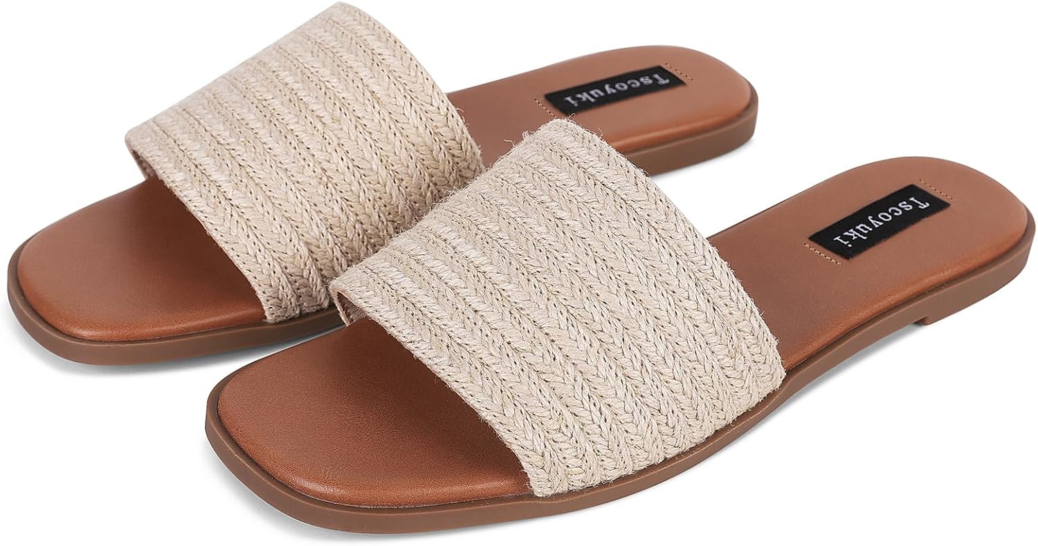 Detalle de Tscoyuki Slides Sandals for Women — Basic Slip-On Flat Sandals with Open Toe