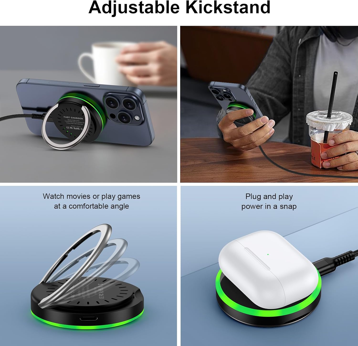 Thumbnail 4 de MagSafe Ladegerät für iPhone – 15 W Schnellladung mit Magnetic Induction und integriertem Ständer