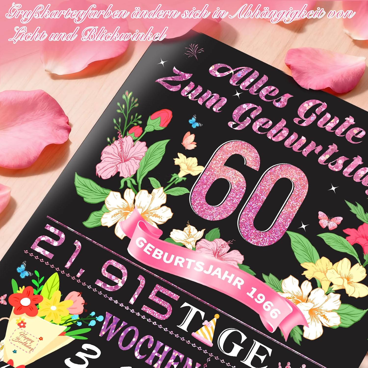 Thumbnail 6 de OLOSONG 60. Geburtstag Pop-Up Karte – 3D-Luftballon-Geschenk zum 60. Geburtstag