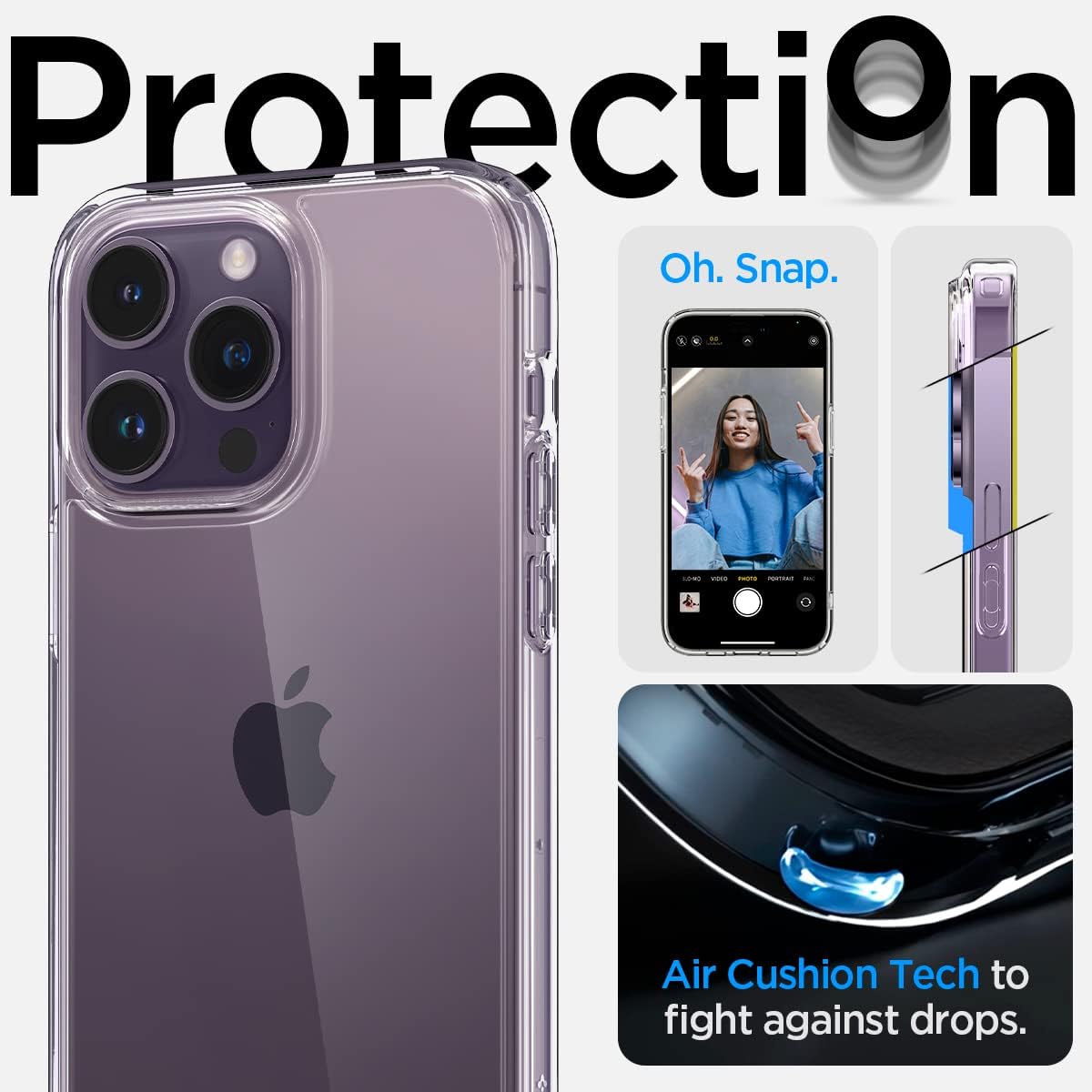 Detalle de Spigen Ultra Hybrid pour iPhone 14 Pro Max – coque transparente anti-jaunissement