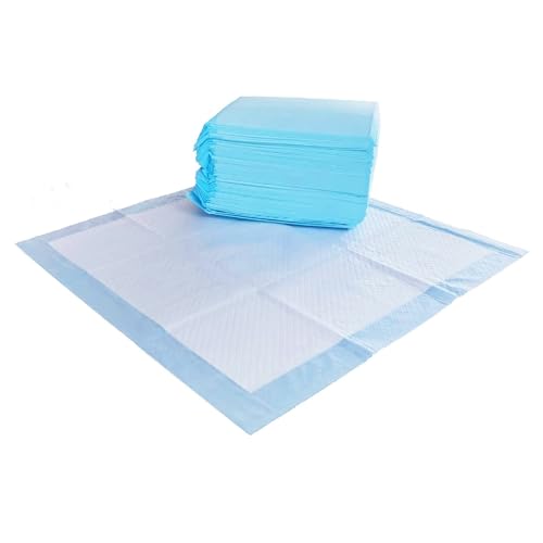 Amazon Basics Lot de 50 Coussinets d’Apprentissage pour Chiens – Tampons Pipis Étanches 5 Couches Bleu/Blanc