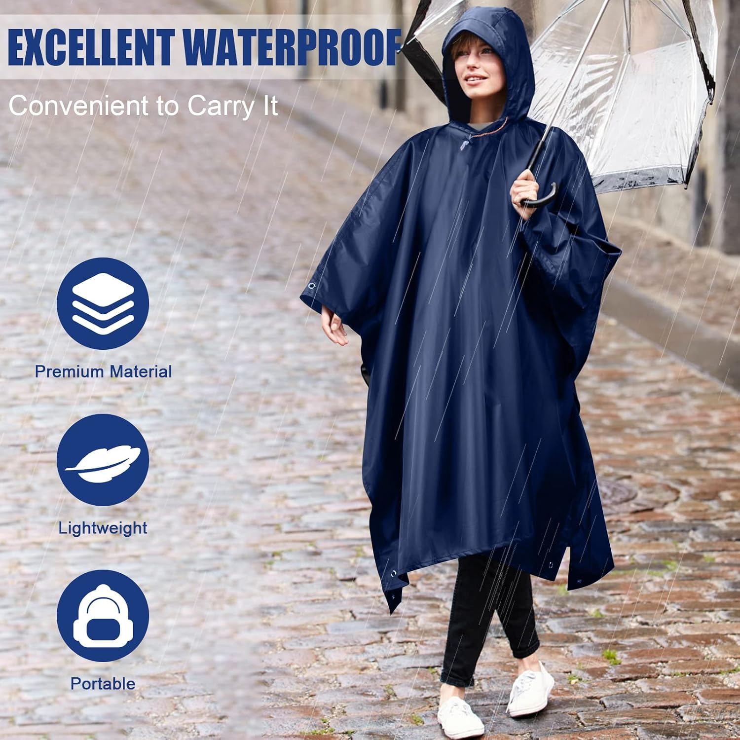 Thumbnail 2 de flintronic Poncho de pluie imperméable 3 en 1 avec capuche