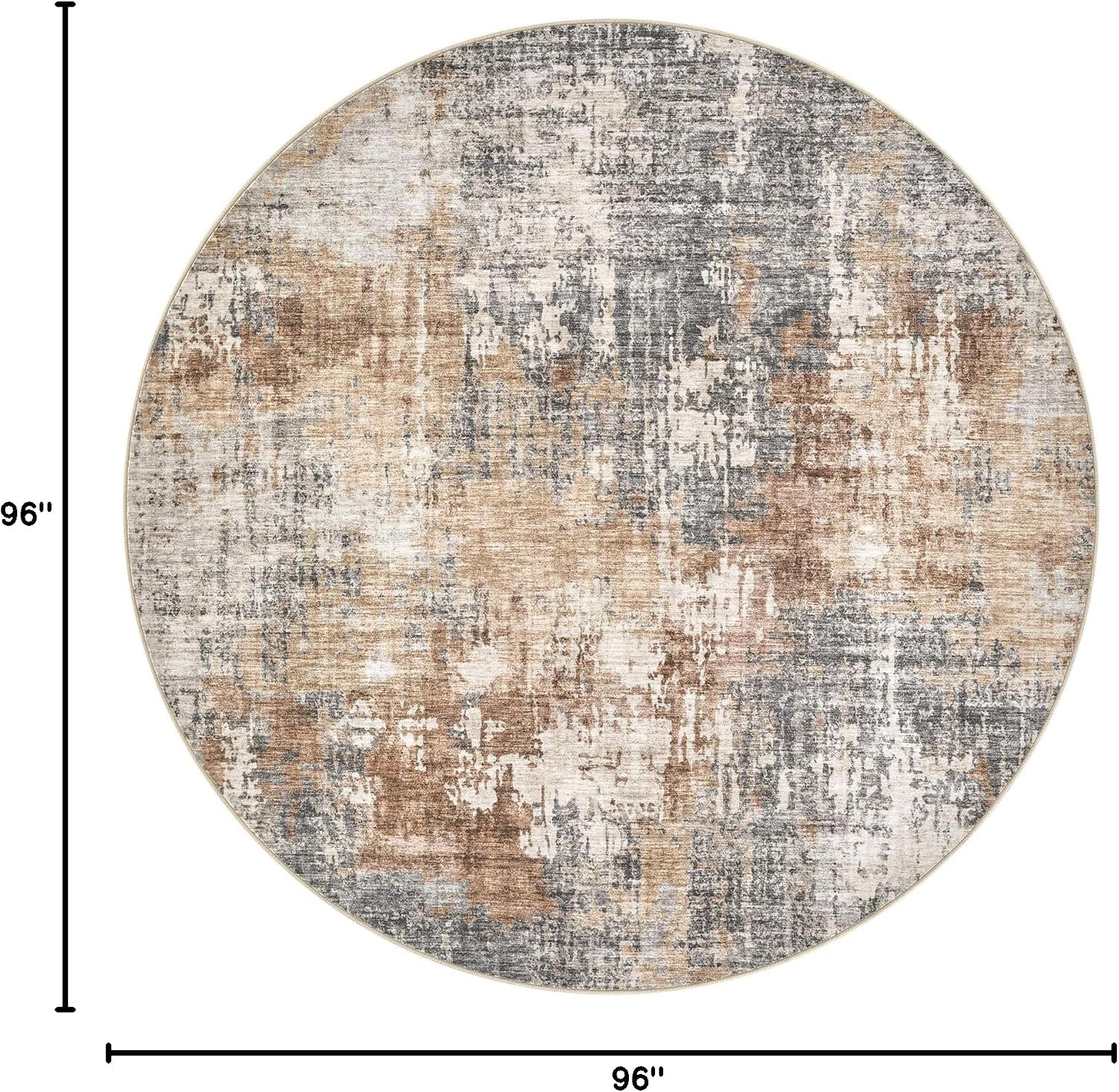 Detalle 2 de DMOYEST 8ft Round Washable Low Pile Area Rug (Grey Brown) for Living Room, Bedroom, and Office
