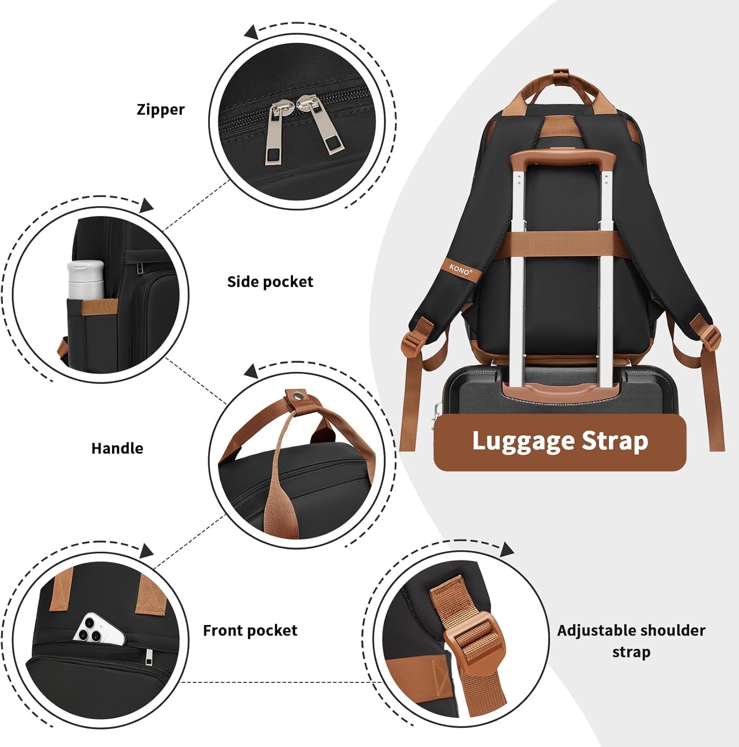 Detalle de Kono Backpack Women’s 15.6 Inch Laptop Backpack
