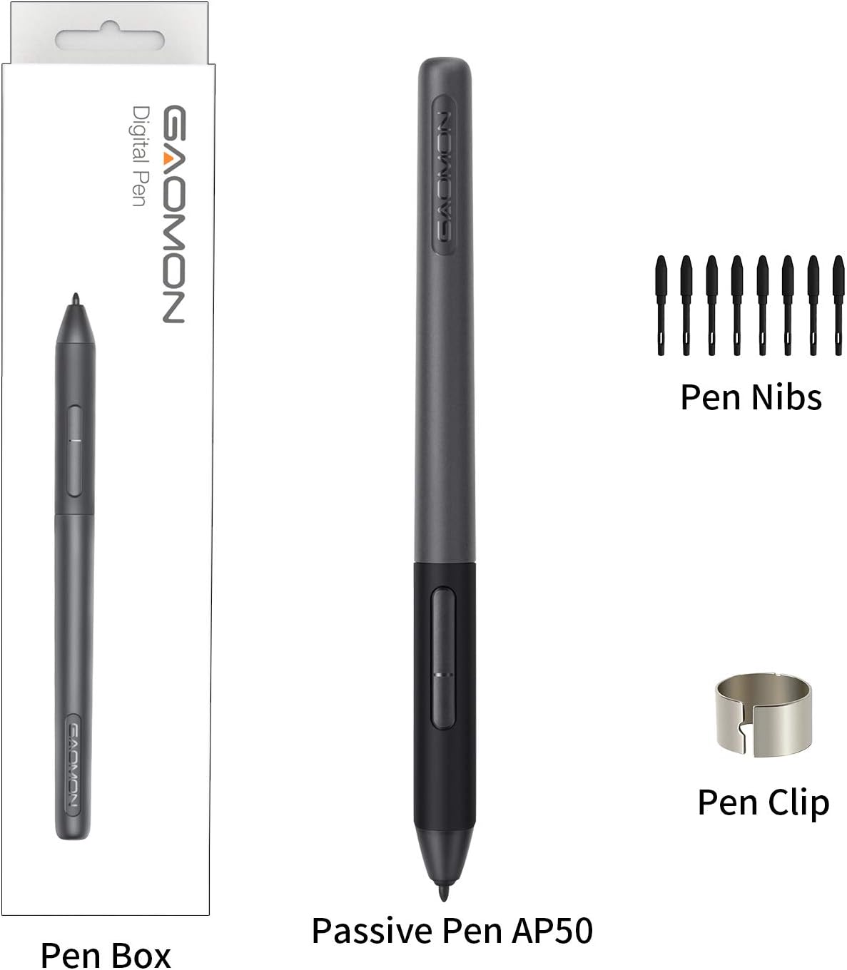 Detalle de GAOMON ArtPaint AP50 Battery-Free Stylus, 8192-Level Pressure, 2 Buttons