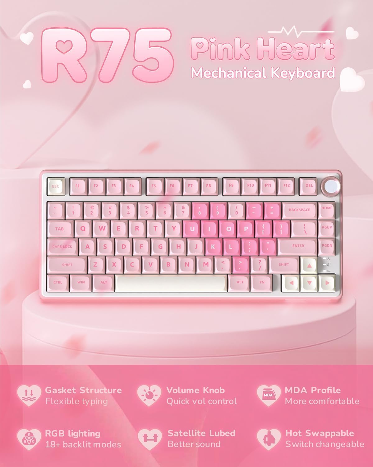 Thumbnail 1 de RK ROYAL KLUDGE R75 75% mechanical keyboard with knob