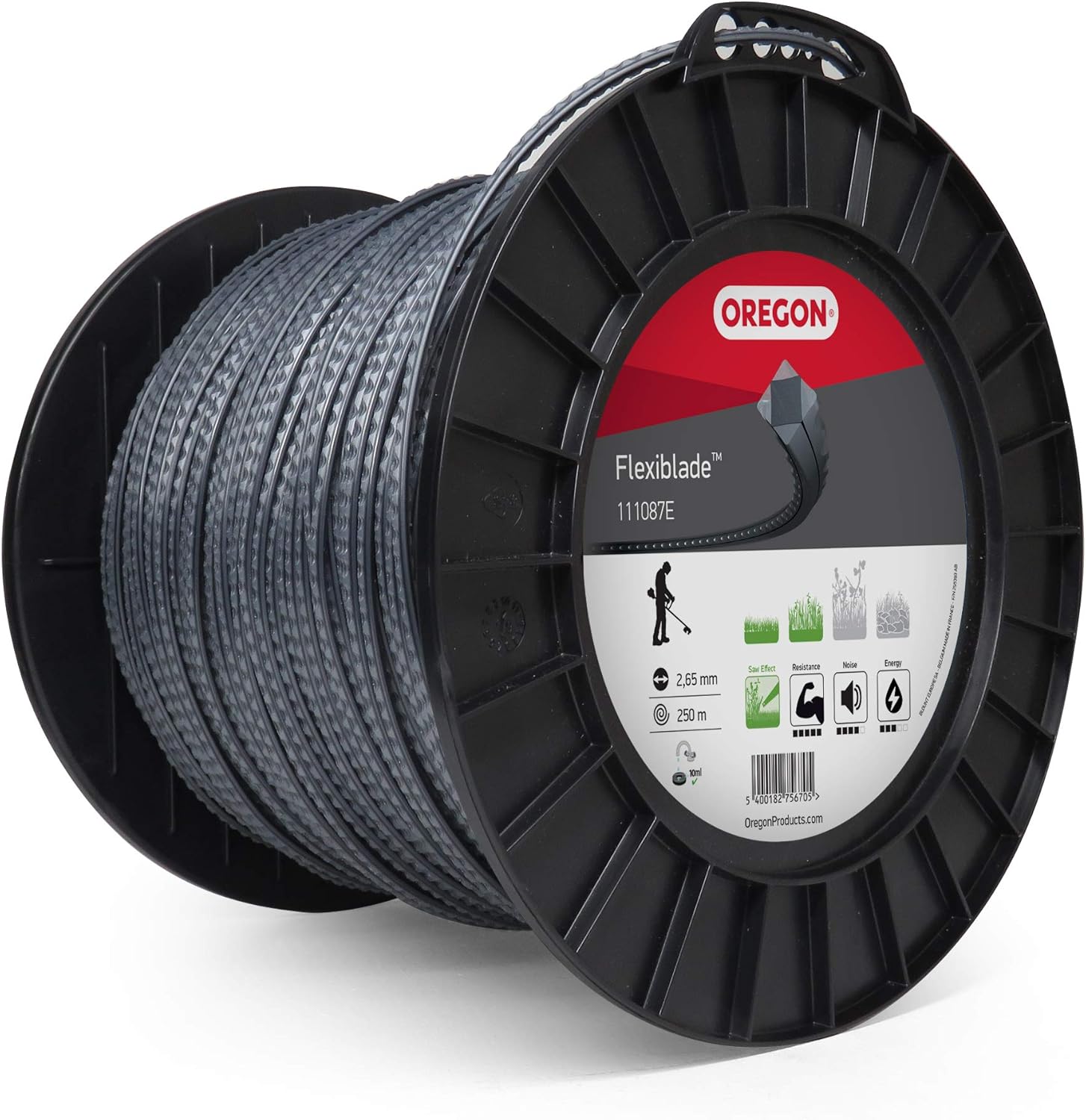 Detalle de Oregon Fil de débroussailleuse Cranté 4mm × 21m (111085E) – robuste, efficace et compatible tête standard