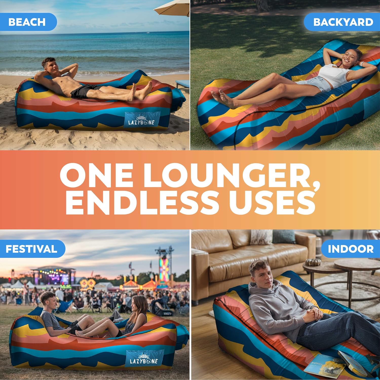 Thumbnail 4 de Chillbo Inflatable Couch – Unique Designs with No-Pump Setup