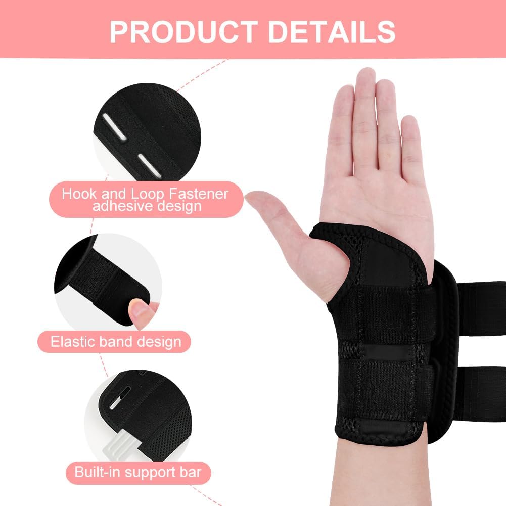 Detalle de Fefod Attelle de Poignet Respirante avec 2 Attelles – Soutien et Confort pour Arthrite, Tendinite et Câble Carpien