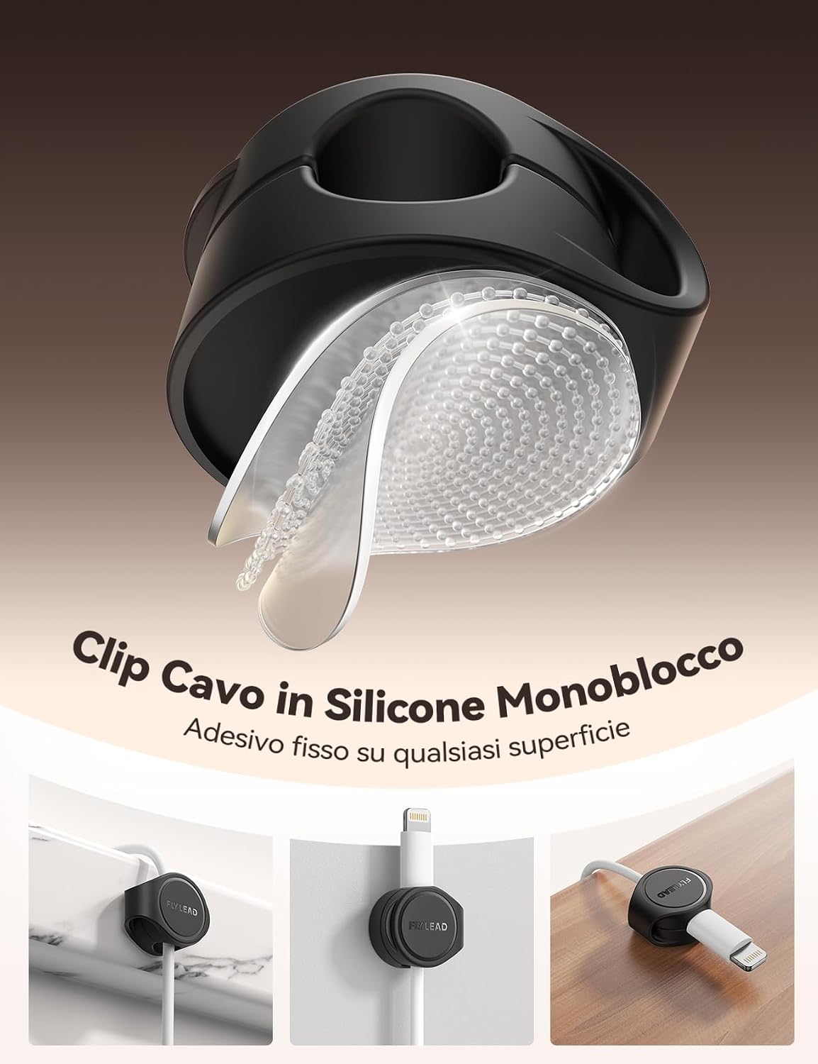 Detalle de FLYLEAD Organizzatore cavi in silicone 8 pezzi